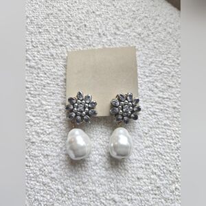 Anthropologie Pearl and Rhinestone Statement Drop Earrings -NEW!!